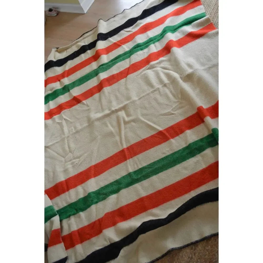 Vintage Wool Striped Multicolor Camp Blanket